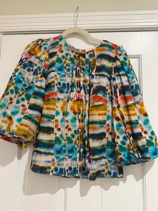 Marie Oliver Tops - Marie Oliver Multicolor Striped & Spot Print Puff-Sleeve Blouse